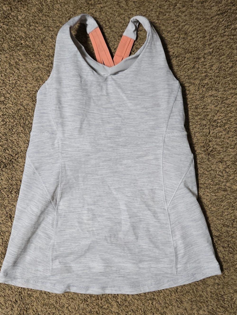 lululemon Light Gray Tank with Coral Straps